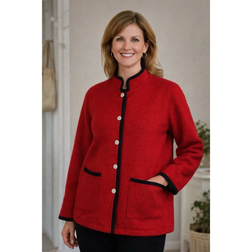 Woolrich Jacket Womens Small Red‎ Wool USA Made Heritage Outdoor Cottage Core